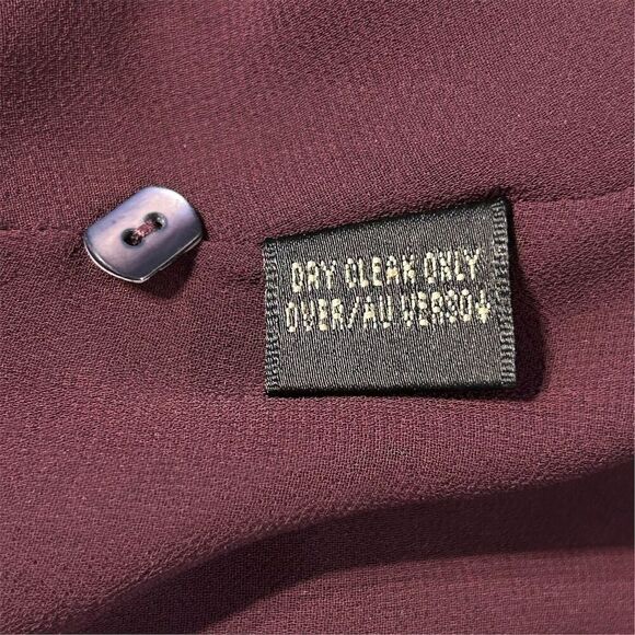 Dana Buchman Petite Silk Blouse M Purple Tie-Neck Clip Dot Casual - Picture 15 of 16